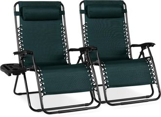 Best Choice Products Set of 2 Extra Wide Zero Gravity Lounge Chair Recliners w/ Cup Holder