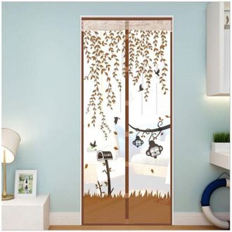 OEM Mosquitera Magn&eacute;tica Marr&oacute;n Para Puerta, 90 X 210 Cm - Cortina De Malla - Mantiene Alejados A Los Insectos - Crezuo