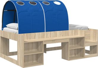 vidaXL Cama Con T&uacute;nel 3 Uds. Roble Sonoma Y Azul Madera De Ingenier&iacute;a Vidaxl