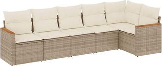 vidaXL Juego De Sof&aacute;s Jard&iacute;n Con Cojines 6 Pzas Rat&aacute;n Sint&eacute;tico Beige Vidaxl