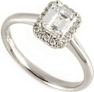 Bespoke White Gold Emerald Cut Diamond Ring 52