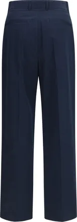 Valentino Mens Straight Pants Navy Cotton Trousers