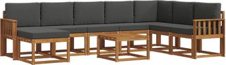 vidaXL Conjunto De Sof&aacute;s De Exterior 9 Uds. Natural Y Antracita Vidaxl