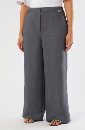 Marina Rinaldi Agenda Wide Leg Pants in Medium Grey at Nordstrom, Size 18W
