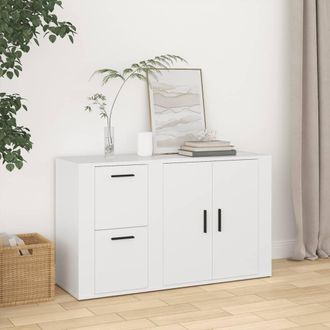 vidaXL Aparador De Madera Contrachapada Blanco 100x33x59,5 Cm Vidaxl