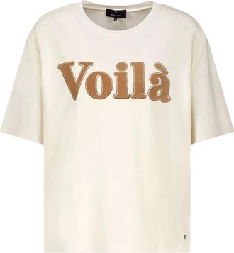 Monari T-shirt met tekst - Dames - Tops - Wit - Maat: M Viscose