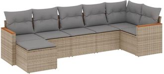 vidaXL Vidaxl - Set Sof&aacute;s De Jard&iacute;n 7 Piezas Y Cojines Rat&aacute;n Sint&eacute;tico Beige