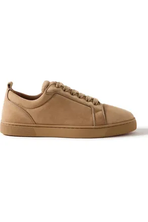 Christian Louboutin Louis Junior Grosgrain-Trimmed Suede Sneakers