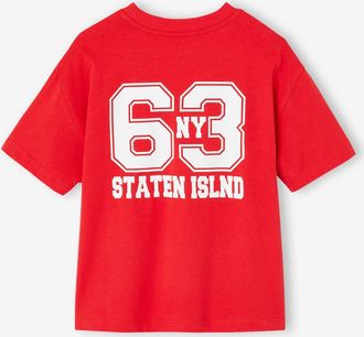 Vertbaudet T-Shirt College-Look Jungen mit Recycling-Baumwolle rot