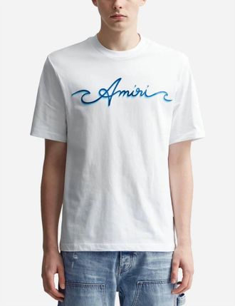 Amiri Mens Wave T-Shirt In White