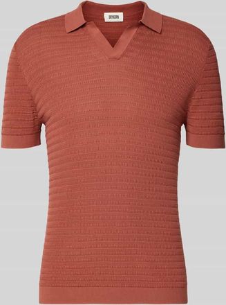 Drykorn Drykorn Slim Fit Strick-Poloshirt in Two-Tone-Machart Modell Triton in Rostrot, Gr&ouml;&szlig;e XXL
