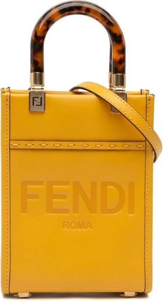 Fendi Pre-owned Handbags, female, Yellow, Size: ONE SIZE Pre-owned Mini Leather Box Bag