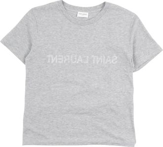Saint Laurent T-Shirts, female, Gray, Size: XS Reverse Logo T-Shirt