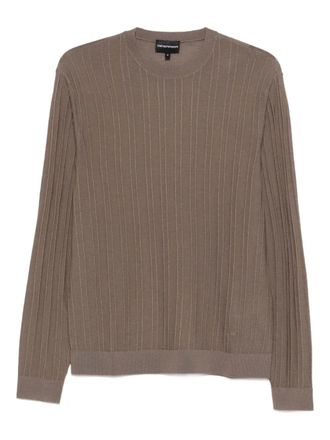 Emporio Armani textured crew-neck sweater - Brown