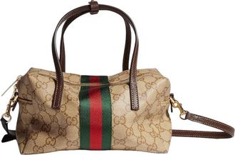 Gucci (WMNS) Gucci Mini Boston Bag with Web Sand Dark Brown 876057-FAF8R-8547