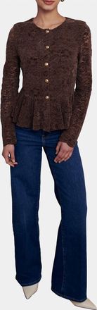Saylor Alva Lace Blouse In Sepia
