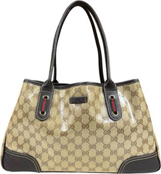 Gucci Beige Leather Gg Crystal Tote Bag (Pre-Owned)