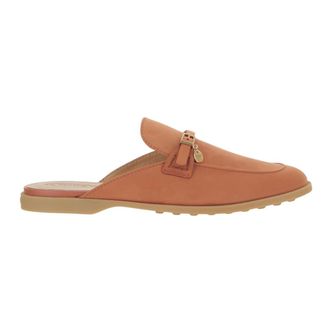 Tod's Nabuk Sabots - Dames - Slip ons - Oranje - 38 1/2 EU - Leer - Schoenen