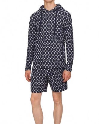 Orlebar Brown Blaine Geo Tile Hoodie In Midnight Navy