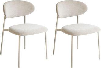 Beliani Set of 2 Dining Chairs COWLEY Chenille Light Beige