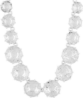 Les N&eacute;r&eacute;ides La Diamantine Silver Round Crystal Stone Long Necklace