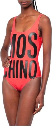 Moschino Costume intero con scritta - Dames - Badpakken - Rood - M - Badmode