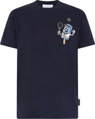 Philipp Plein Round Neck T-Shirt Gelato Monsters - Heren - T-shirts - Blauw - L - Katoen - Tops
