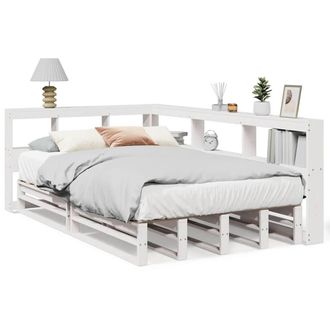 Berkfield Home Bookcase Bed without Mattress White 120x200cm Solid Wood Pine | Size: Small Double