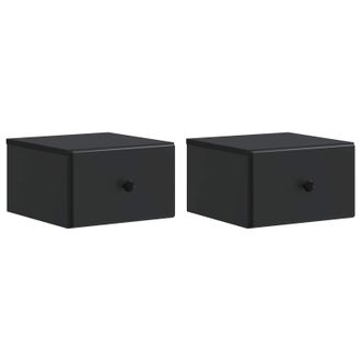 vidaXL Mesita De Noche De Pared 2 Pcs Negro 34,5 X 33 X 20 Cm Vidaxl