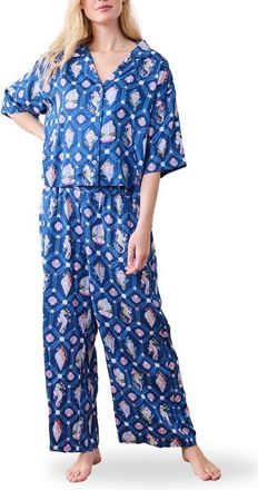 Printfresh Wildest Dreams Satin Pajamas in Navy at Nordstrom, Size X-Large