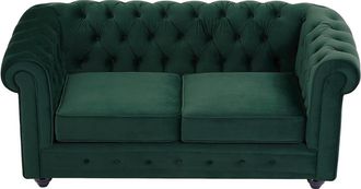 VENTE-UNIQUE.COM Sof&aacute; fijo terciopelo 2 plazas verde 168x88cm