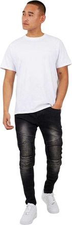 Brave Soul Heren Gewassen Biker Jeans (Koolgrijs)