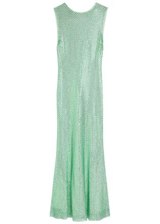 Self Portrait Crystal-embellished Mesh Gown - Green - 16 (UK16 / XL)