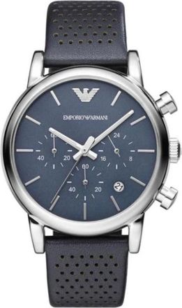 Emporio Armani Accessoires, Heren, Grijs, ONE Size, Leer, Ar 1736 Horloge