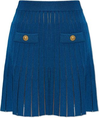 Balmain Rok met decoratieve zakken - Dames - Korte rokken - Blauw - M - Polyester - Rokken
