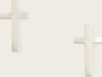 AllSaints Main: 100% Sterling Silver Gabe Cross Stud Earrings, Size: One Size