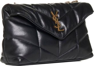 Saint Laurent Womens Mini Puffer Toy Bag Lambskin Black Leather