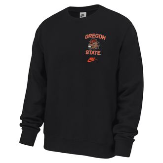 Nike Oregon State Club Fleece Nike Mens College Pullover Crew-Neck Sweatshirt in Black | M33234P395ORST-BLK
