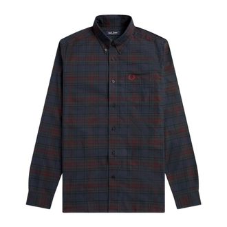 Fred Perry Authentieke Oxford Tartan Shirt - Heren - Overhemden - Blauw - Maat: S Katoen