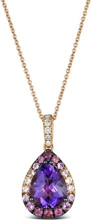 Le Vian Checkerboard Semiprecious 14K Rose Gold 2.25 Ct. Tw. Diamond & Gemstone Pendant Necklace