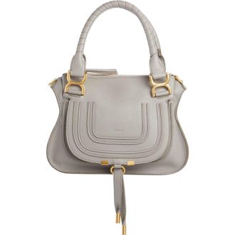 Chlo&eacute; Small Marcie Leather Satchel in Cashmere Grey at Nordstrom