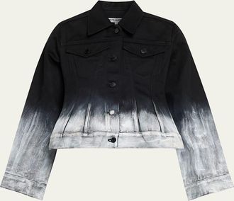 Melitta Baumeister Painted Glow Cropped Ombre Denim Jacket