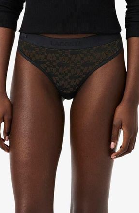 Lacoste Lace Thong in Black at Nordstrom, Size Xx-Large