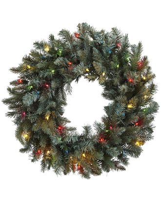 Nearly Natural 30In Pine Wreath With Colored Lights