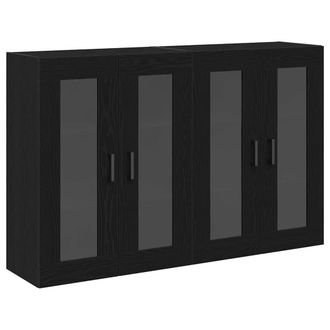 Berkfield Home Wall Mounted Cabinets 2 pcs Black Oak 69, 5x34x90 cm Engineered Wood | Size: 5 x 34 x 90 cm