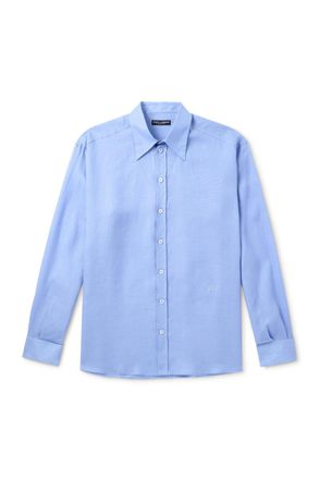Dolce & Gabbana Logo-Embroidered Linen-Canvas Shirt
