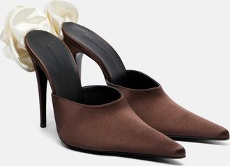 Magda Butrym Floral-appliqu&eacute; satin mules