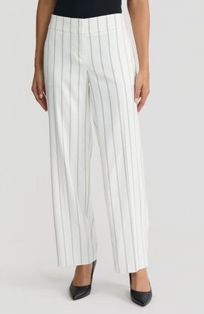 Kasper The Ava Wide Leg Pants in Lily White/Blk at Nordstrom, Size 10