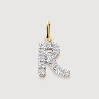 Monica Vinader Gold Diamond Initial R Pendant Lab Grown Diamond