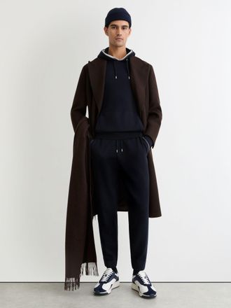 Reiss Navy Merino Wool Tipped Drawstring Joggers, Xxl